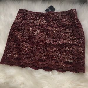 Gold Lace Bodycon Skirt